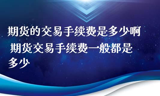 期货的交易手续费是多少啊 期货交易手续费一般都是多少