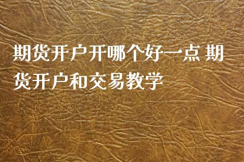 期货开户开哪个好一点 期货开户和交易教学