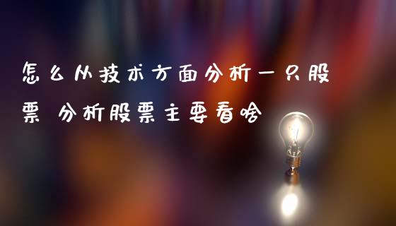 怎么从技术方面分析一只股票 分析股票主要看啥