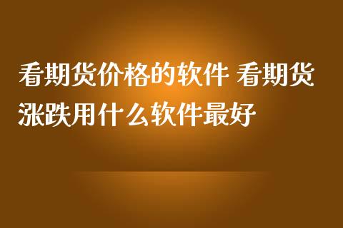 看期货价格的软件 看期货涨跌用什么软件最好