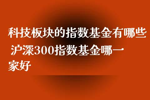 科技板块的指数基金有哪些 沪深300指数基金哪一家好