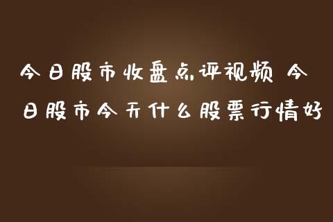 今日股市收盘点评视频 今日股市今天什么股票行情好