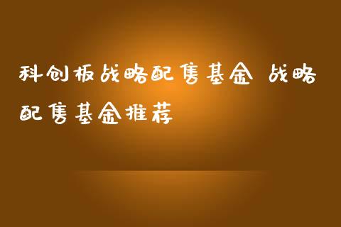 科创板战略配售基金 战略配售基金推荐