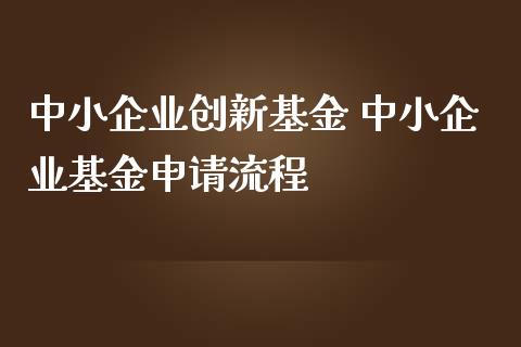 中小企业创新基金 中小企业基金申请流程