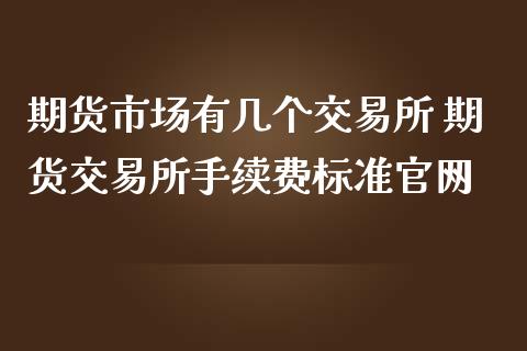 期货市场有几个交易所 期货交易所手续费标准