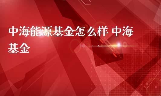 中海能源基金怎么样 中海基金