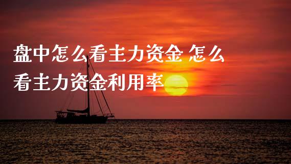 盘中怎么看主力资金 怎么看主力资金利用率
