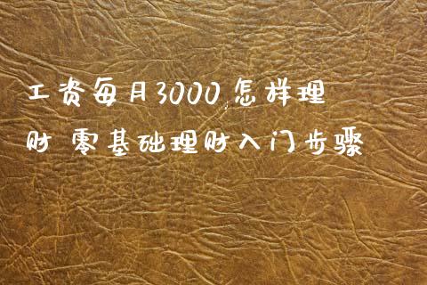 工资每月3000,怎样理财 零基础理财入门步骤