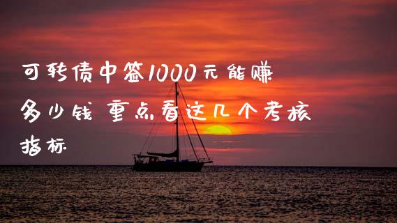 可转债中签1000元能赚多少钱 重点看这几个考核指标