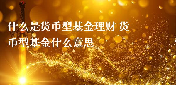 什么是货币型基金理财 货币型基金什么意思