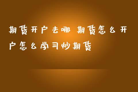 期货开户去哪 期货怎么开户怎么学炒期货