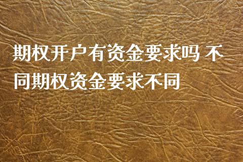 期权开户有资金要求吗 不同期权资金要求不同