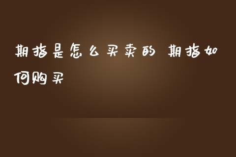 期指是怎么买卖的 期指如何购买