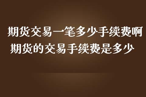 期货交易一笔多少手续费啊 期货的交易手续费是多少