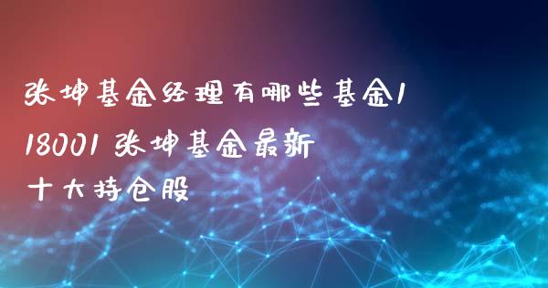 张坤基金经理有哪些基金118001 张坤基金最新十大持仓股