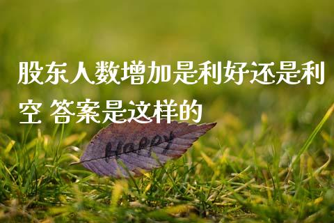 股东人数增加是利好还是利空 答案是这样的