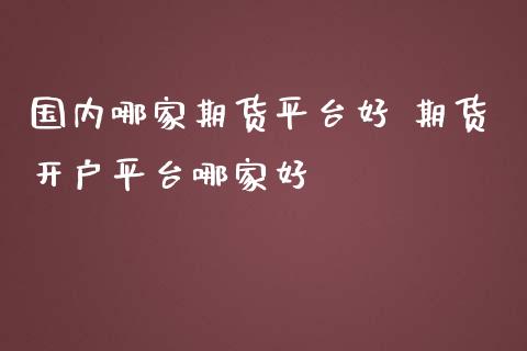 国内哪家期货平台好 期货开户平台哪家好