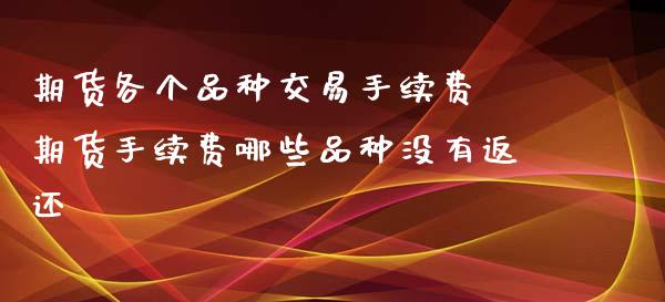 期货各个品种交易手续费 期货手续费哪些品种没有返还