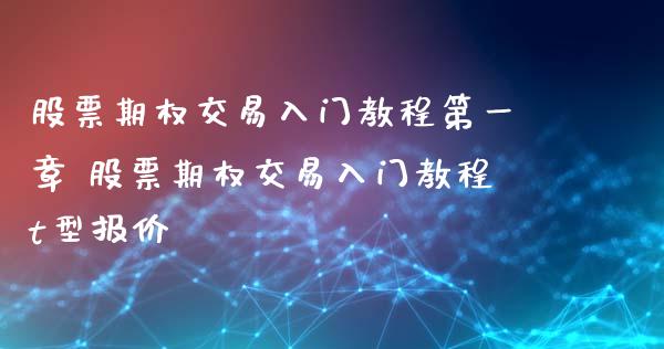 股票期权交易入门教程第一章 股票期权交易入门教程t型报价