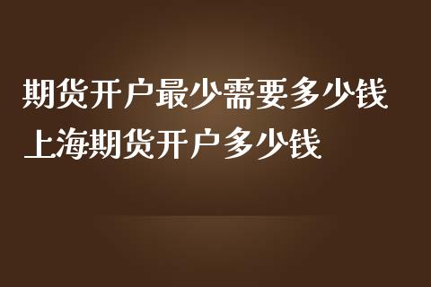 期货开户最少需要多少钱 上海期货开户多少钱