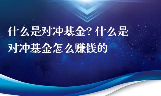 什么是对冲基金? 什么是对冲基金怎么赚钱的