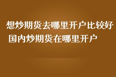 想炒期货去哪里开户比较好 国内炒期货在哪里开户