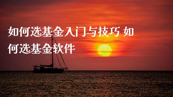 如何选基金入门与技巧 如何选基金软件