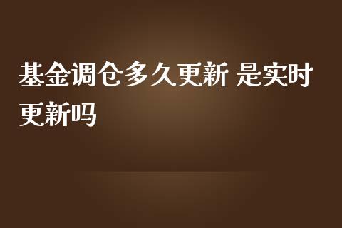 基金调仓多久更新 是实时更新吗