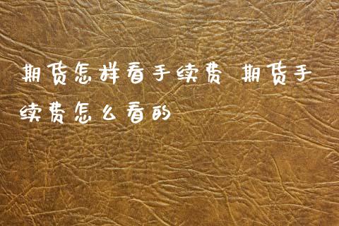 期货怎样看手续费 期货手续费怎么看的