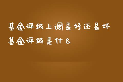 基金评级上调是好还是坏 基金评级是什么