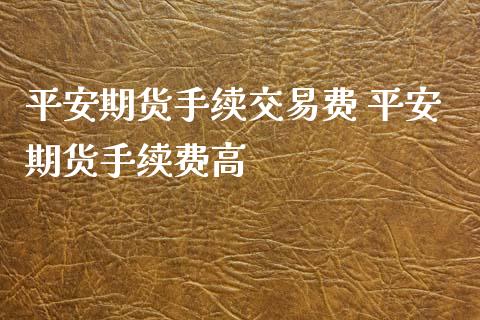平安期货手续交易费 平安期货手续费高