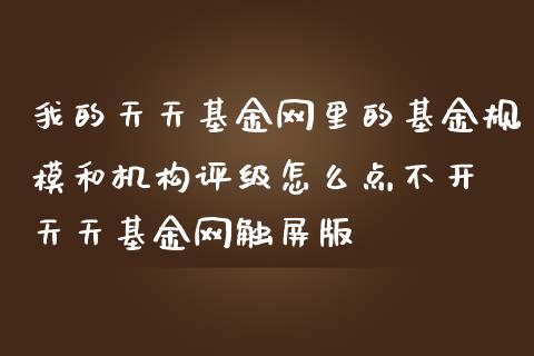 我的天天基金网里的基金规模和机构评级怎么点不开 天天基金网触屏版