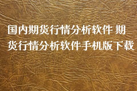 国内期货行情分析软件 期货行情分析软件手机版下载