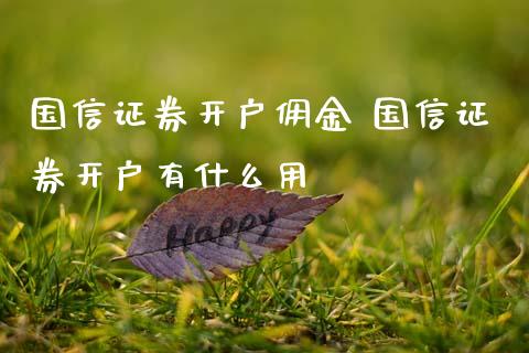 国信证券开户佣金 国信证券开户有什么用