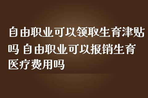 自由职业可以领取生育津贴吗 自由职业可以报销生育医疗费用吗