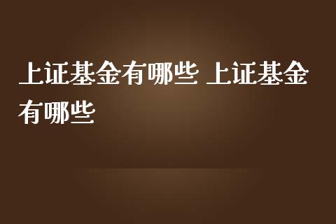 上证基金有哪些 上证基金有哪些