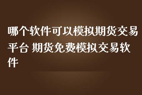 哪个软件可以模拟期货交易平台 期货免费模拟交易软件