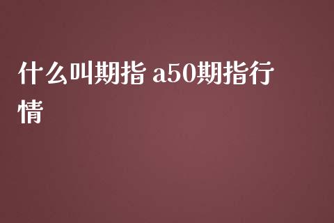 什么叫期指 a50期指行情