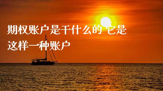 期权账户是干什么的 它是这样一种账户