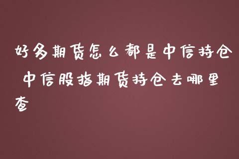 好多期货怎么都是中信持仓 中信股指期货持仓去哪里查