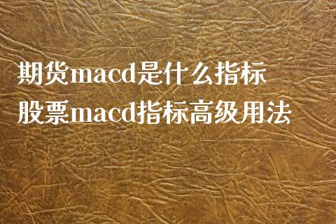 期货macd是什么指标 股票macd指标高级用法