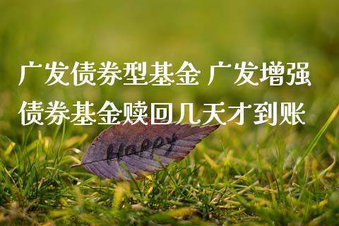 广发债券型基金 广发增强债券基金赎回几天才到账