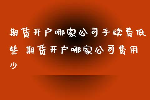 期货开户哪家公司手续费低些 期货开户哪家公司费用少