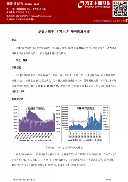 沪锡1806期货行情(沪锡期货今行情)
