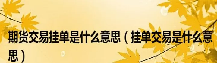 期货挂单到成交价了交易不了(期货挂单长时间买不进)