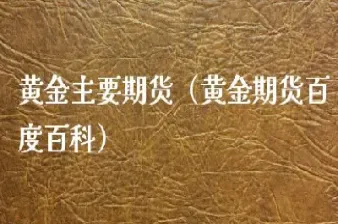 黄金期货主要看哪个(期货黄金看哪个指数)