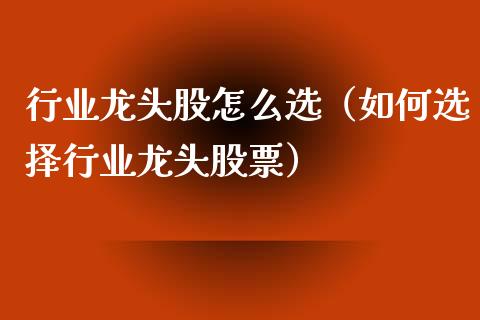 行业龙头股怎么选（如何选择行业龙头股票）