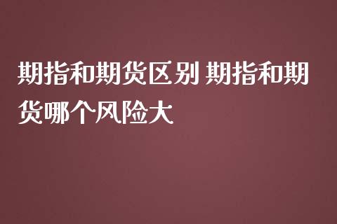 期指和期货区别 期指和期货哪个风险大