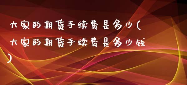 大家的期货手续费是多少(大家的期货手续费是多少钱)
