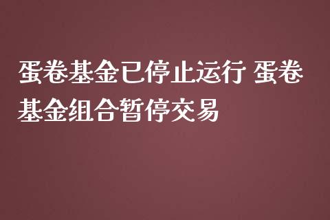 蛋卷基金已停止运行 蛋卷基金组合暂停交易